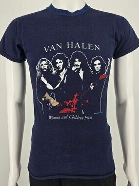 Vintage 1980 Van Halen Women & Children First Rock Band Concert T-Shirt (XS/S)